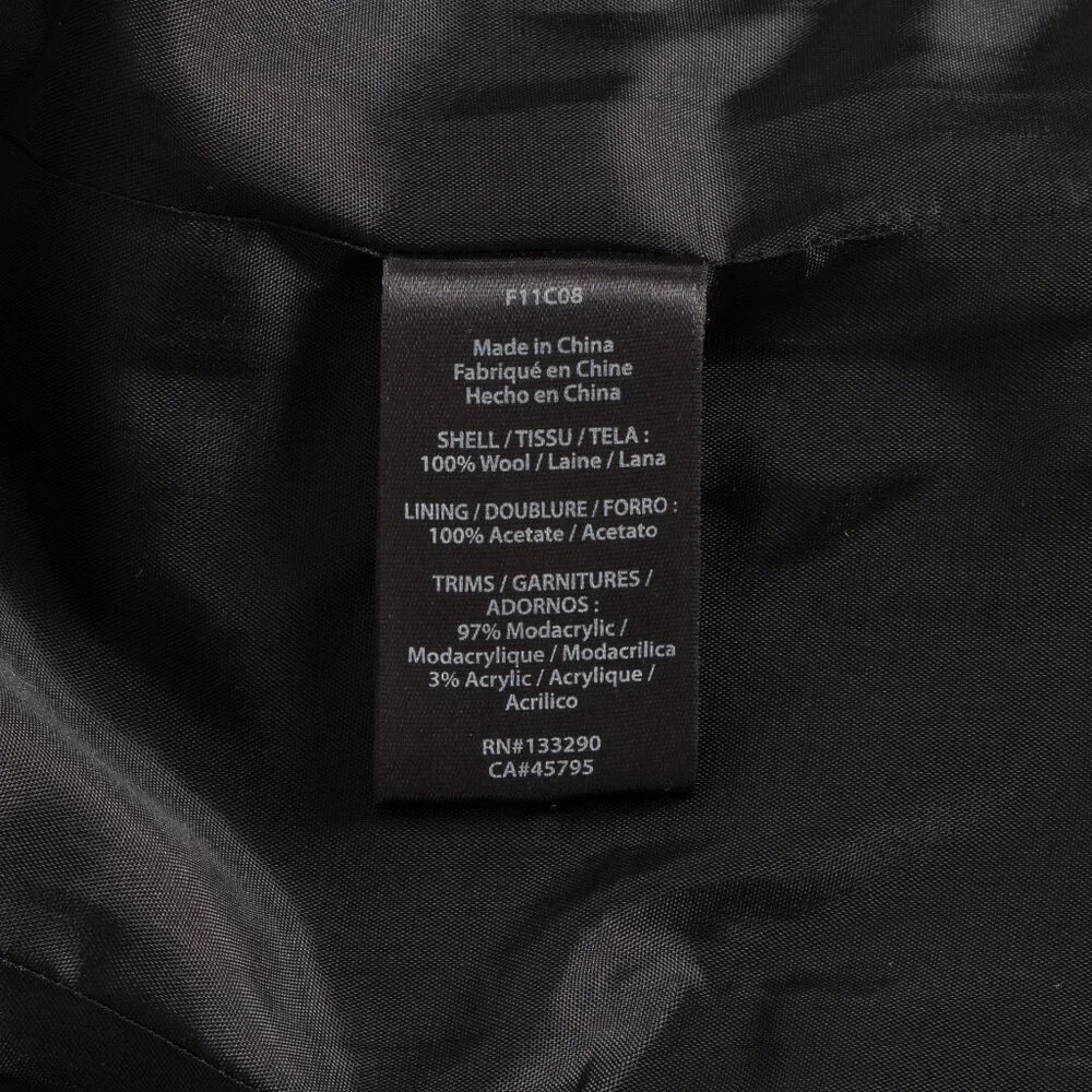 Rachel Zoe Black Wool Military Coat with Faux Fur Trim Size US 8 - Picture 10 of 11